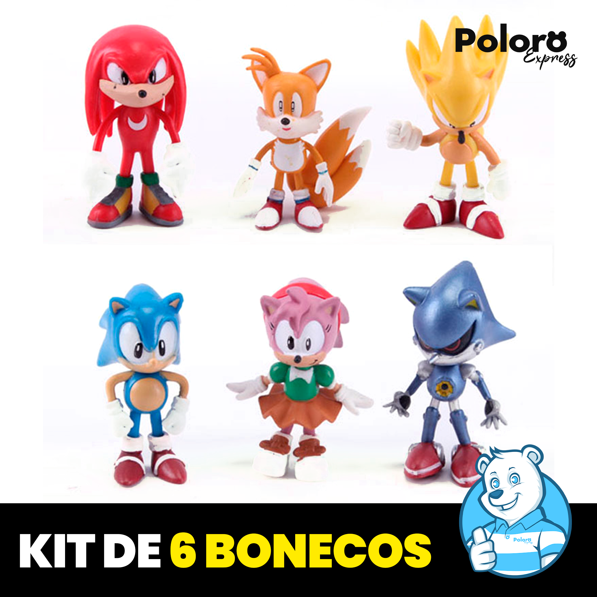 Kit Bonecos Sonic Conjunto Com 6 personagens. em Promoção na