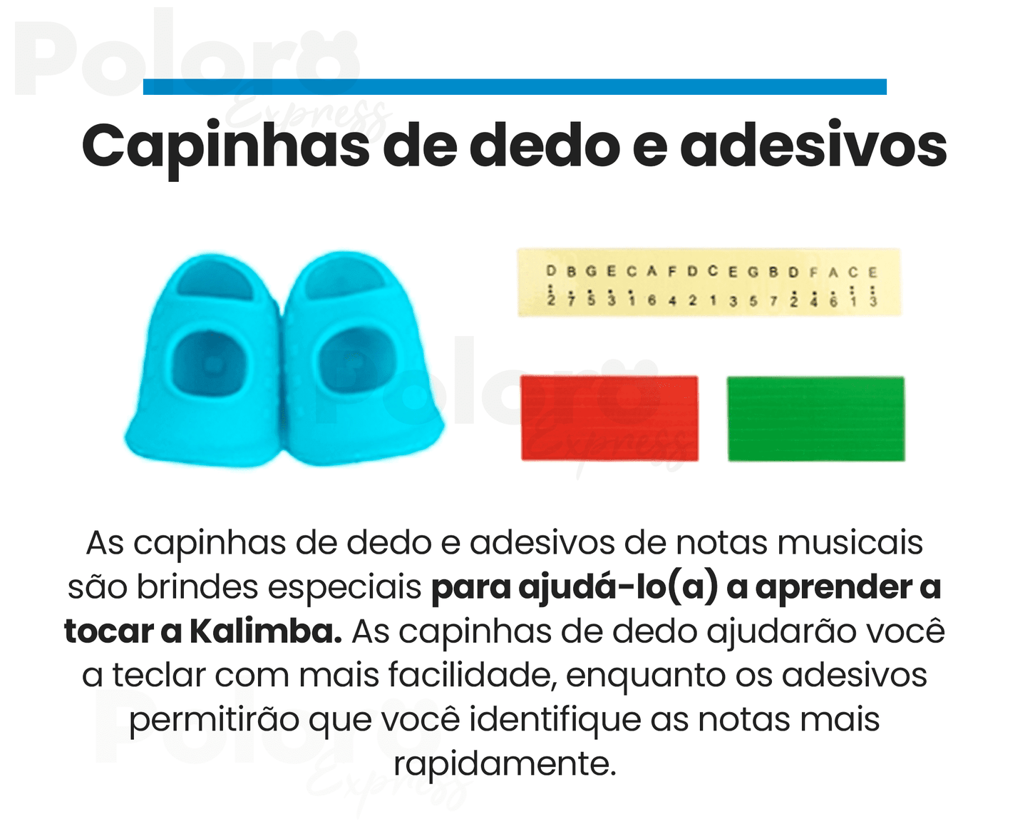 Kalimba Pollo® 17 teclas ergonômica - LEVE 6 BRINDES - poloroexpress