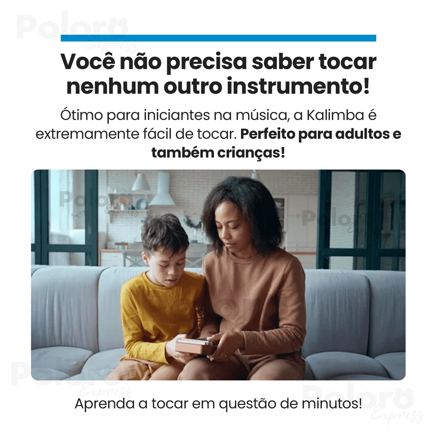 Kalimba Pollo® 17 teclas ergonômica - LEVE 6 BRINDES - poloroexpress
