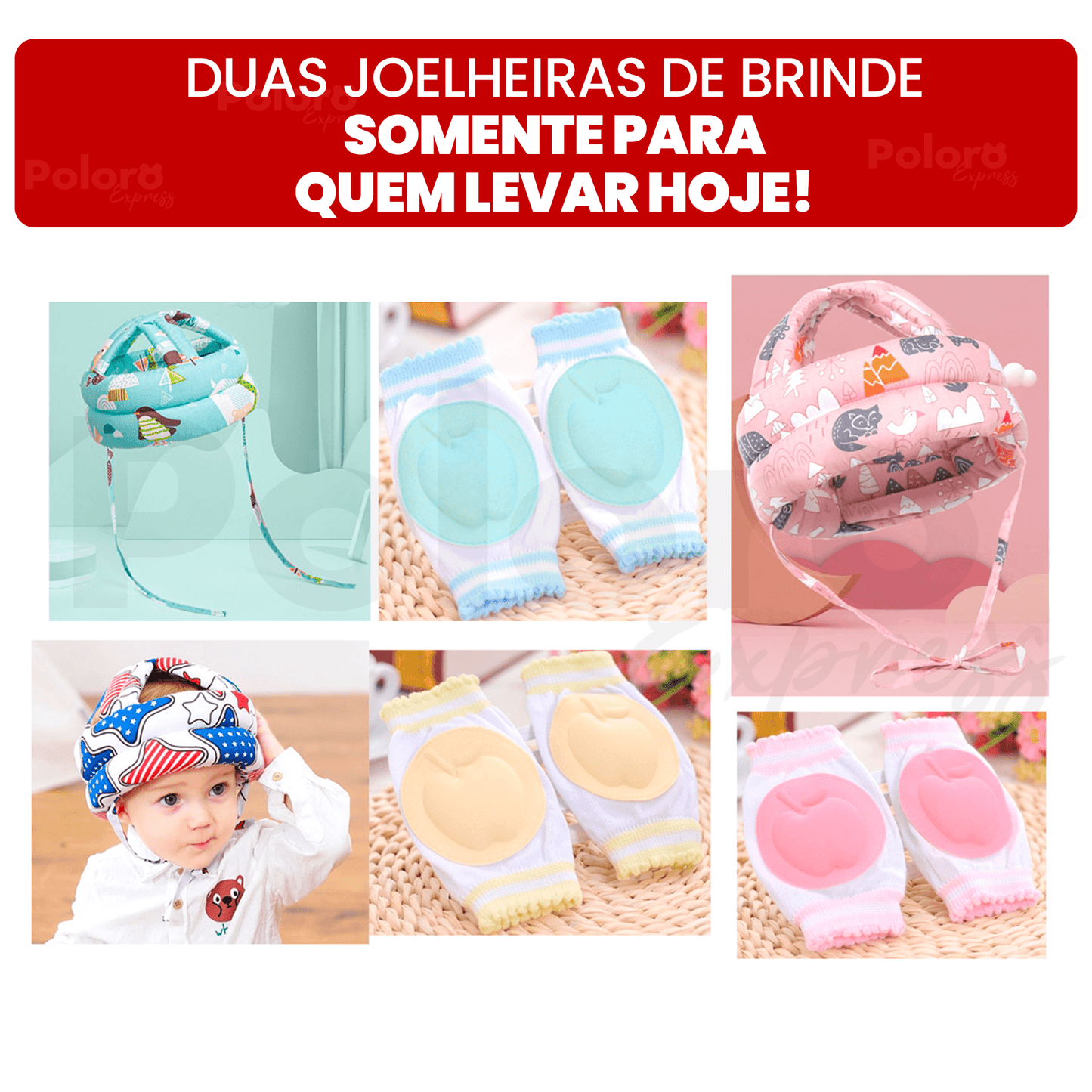 Capacete Protetor de Cabeça Infantil SafeKids® - LEVE 2 JOELHEIRAS DE BRINDE - poloroexpress