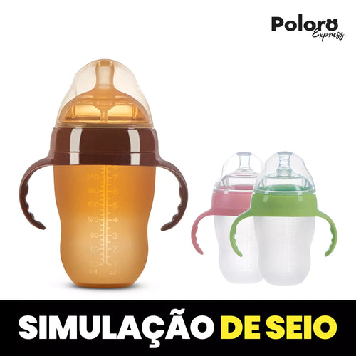 Mamadeira Pollo® de Silicone para Desmame 250ml - Simula o Bico Materno