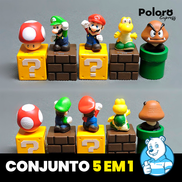 Kit de 5 Peças Decorativas do Super Mario - Action figures