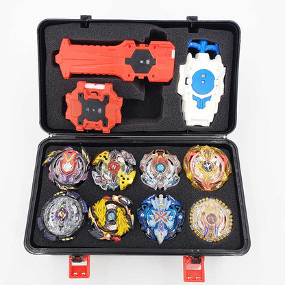 KIT COM 8 BEYBLADES + LANÇADORES