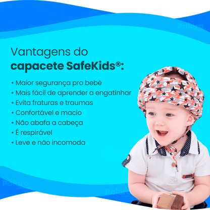 Capacete Protetor de Cabeça Infantil SafeKids® - LEVE 2 JOELHEIRAS DE BRINDE - poloroexpress