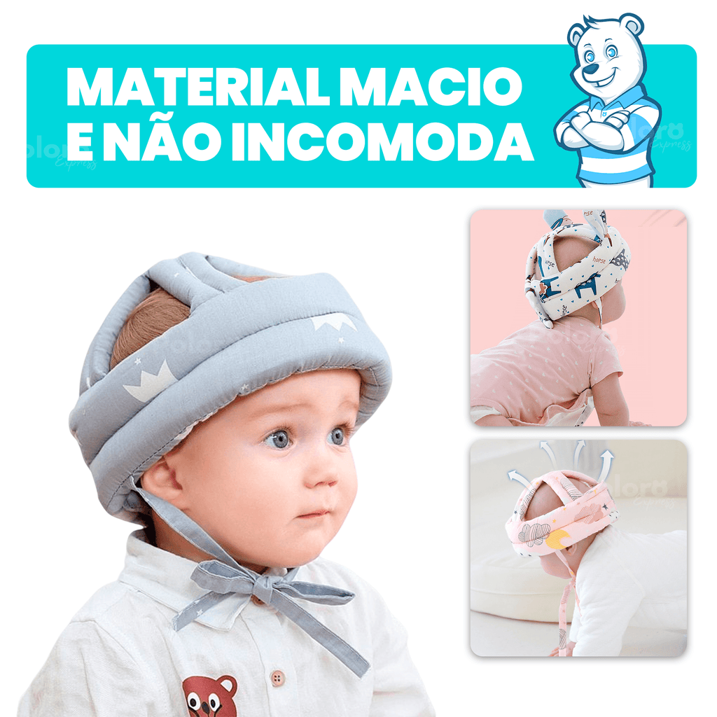 Capacete Protetor de Cabeça Infantil SafeKids® - LEVE 2 JOELHEIRAS DE
